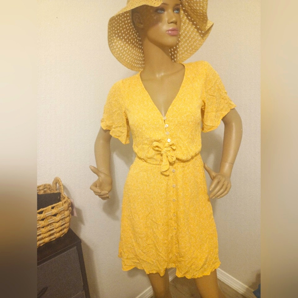 Abercrombie & Fitch Yellow Floral Mini Dress
